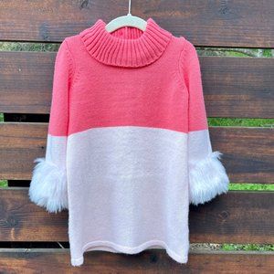 NWOT JANIE AND JACK SWEATER DRESS W/ FAUX FUR CUFFS